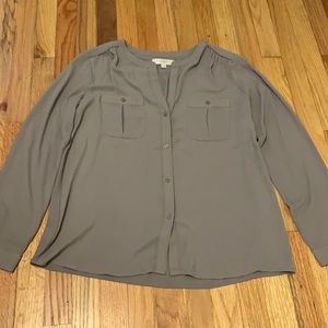 Loft button up taupe blouse